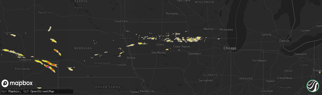 Hail map in Iowa on August 5, 2018