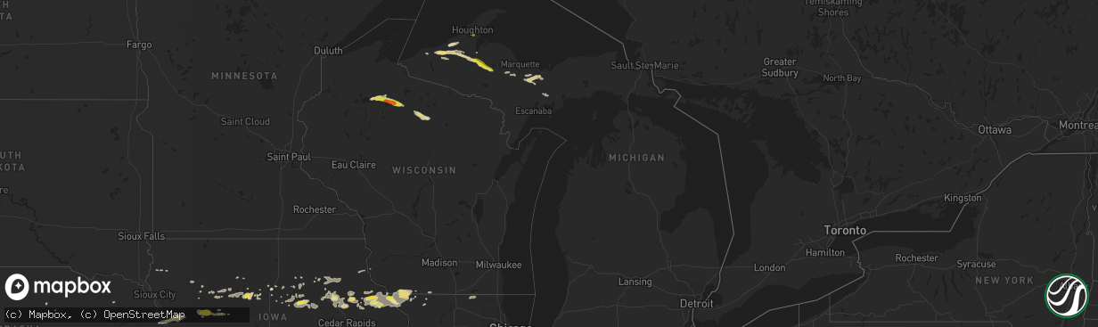 Hail map in Michigan on August 5, 2018