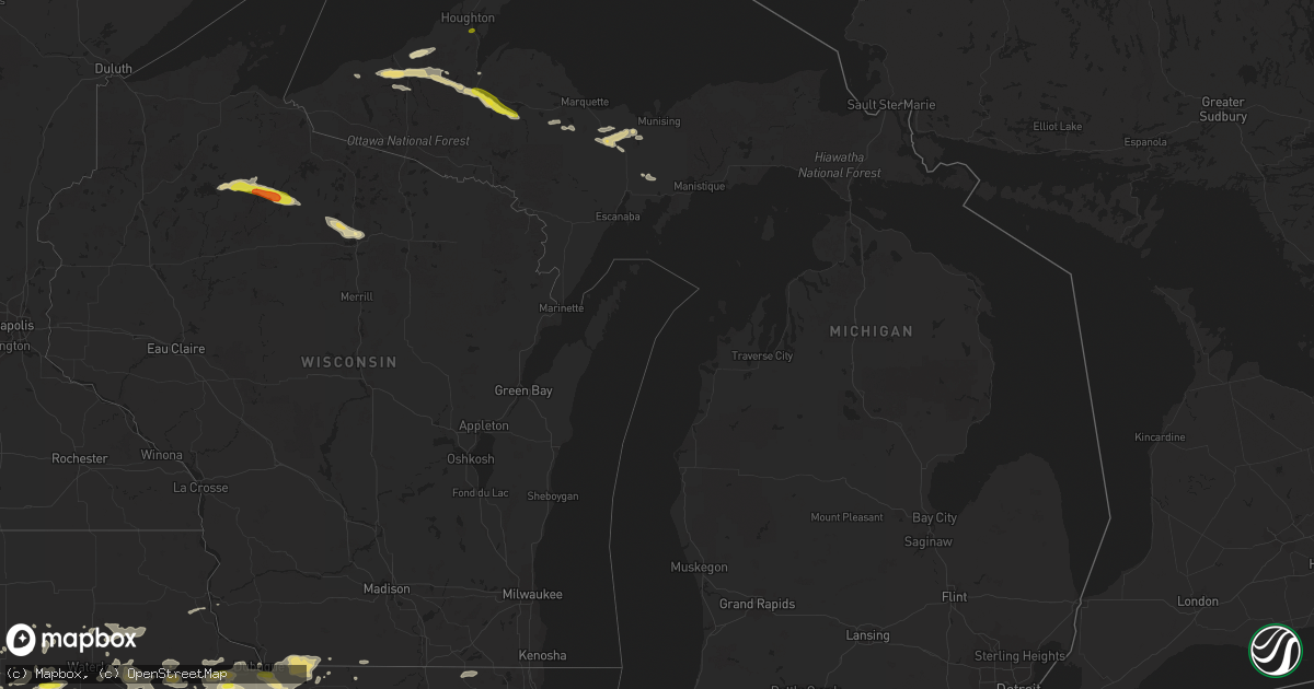 Hail map in Michigan on August 5, 2018