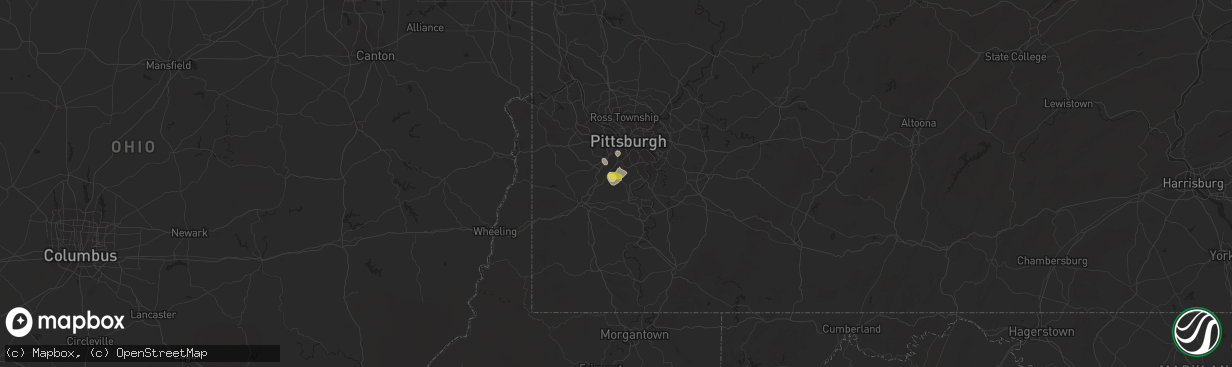 Hail map in Venetia, PA on August 5, 2018