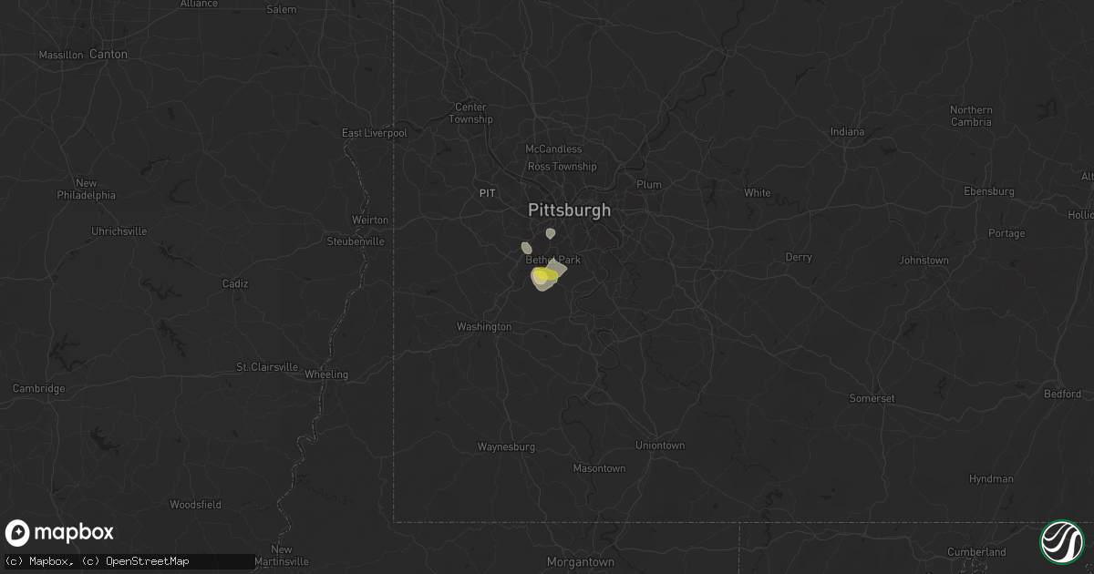 Hail map in Venetia, PA on August 5, 2018
