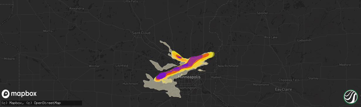 Hail map in Anoka, MN on August 5, 2019