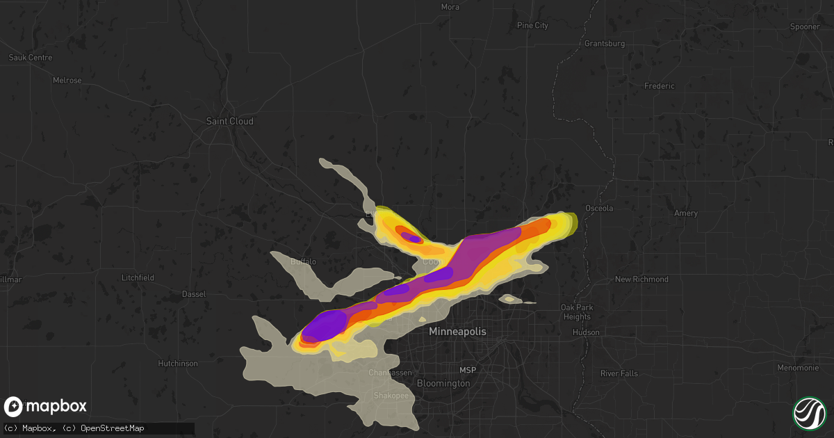 Hail map in Anoka, MN on August 5, 2019