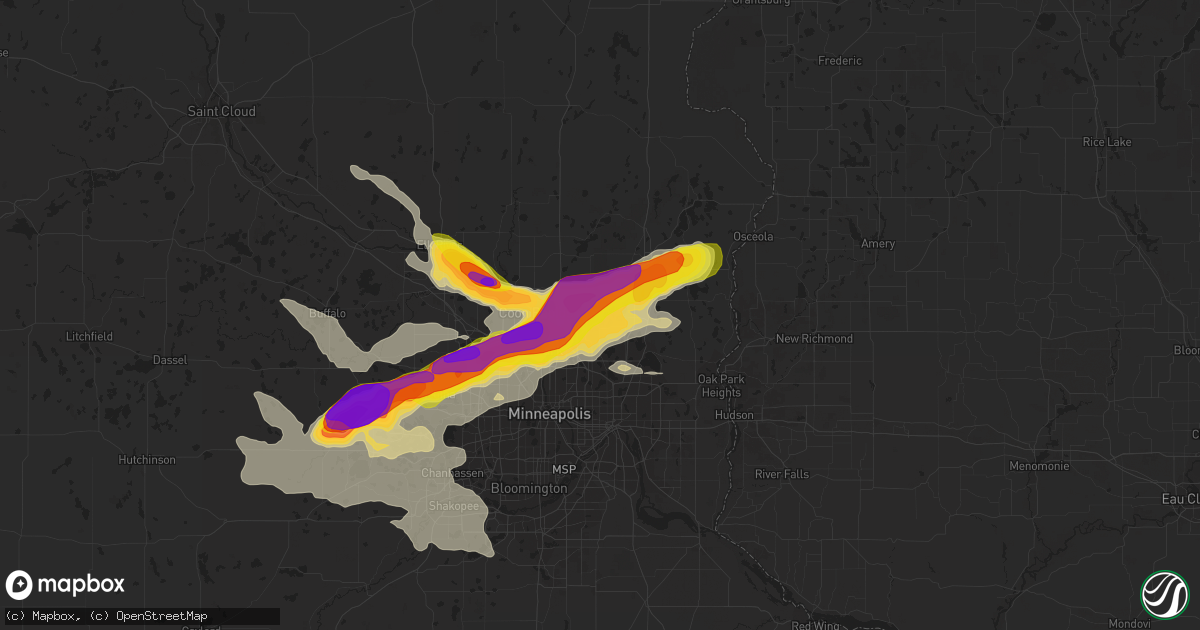 Hail map in Circle Pines, MN on August 5, 2019