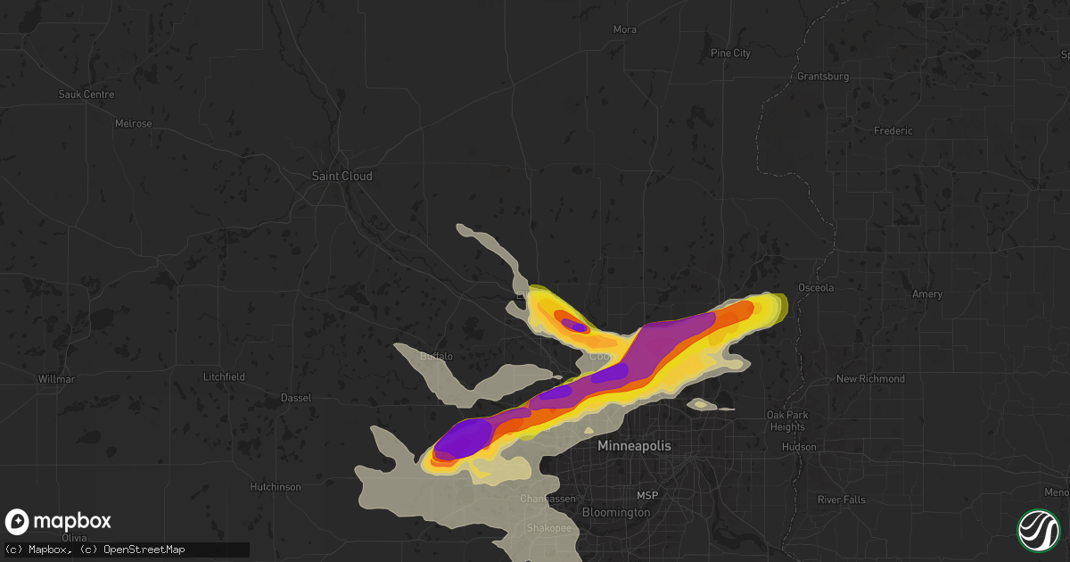 Hail map in Elk River, MN on August 5, 2019
