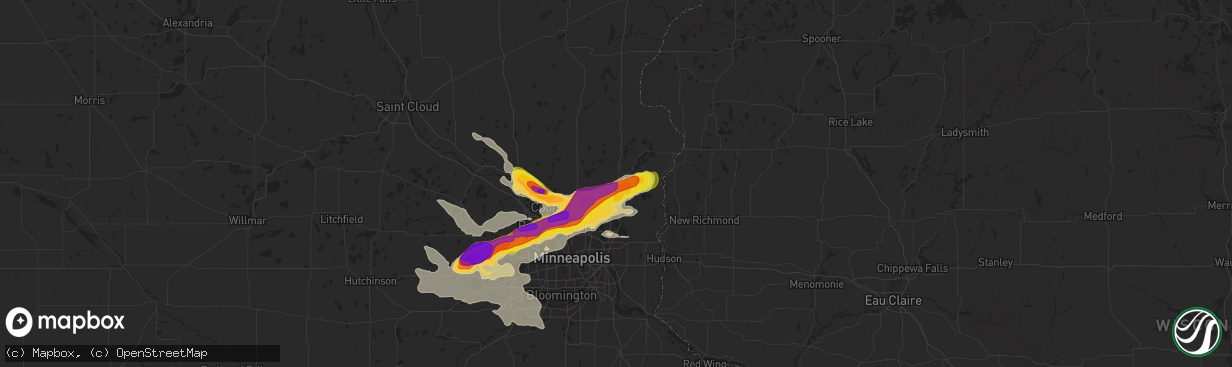 Hail map in Forest Lake, MN on August 5, 2019