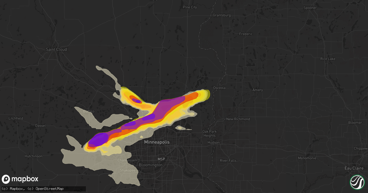 Hail map in Forest Lake, MN on August 5, 2019