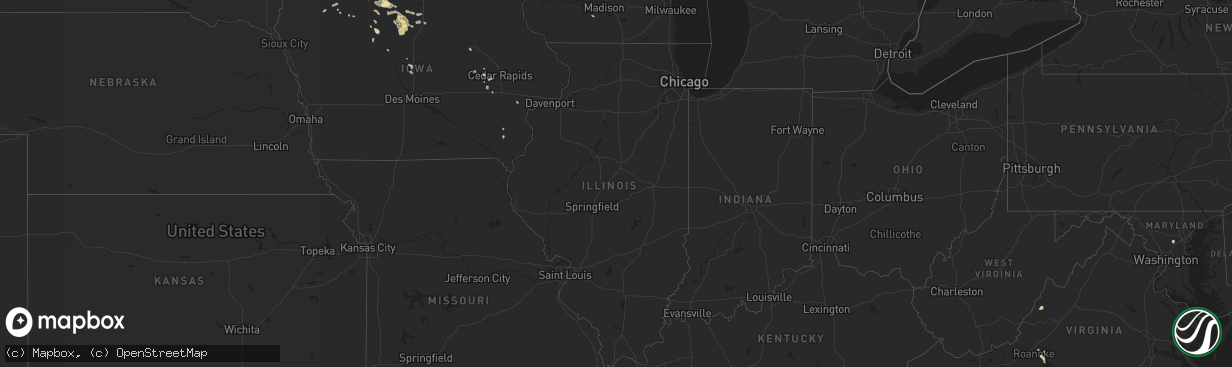 Hail map in Illinois on August 5, 2019