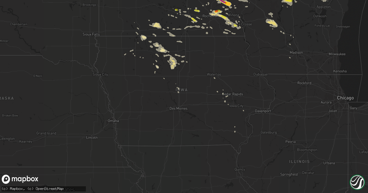 Hail map in Iowa on August 5, 2019