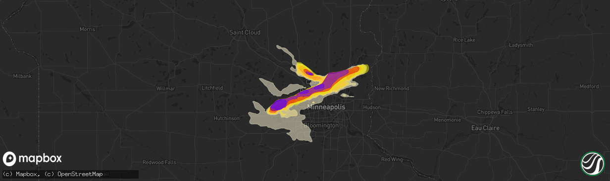 Hail map in Maple Grove, MN on August 5, 2019