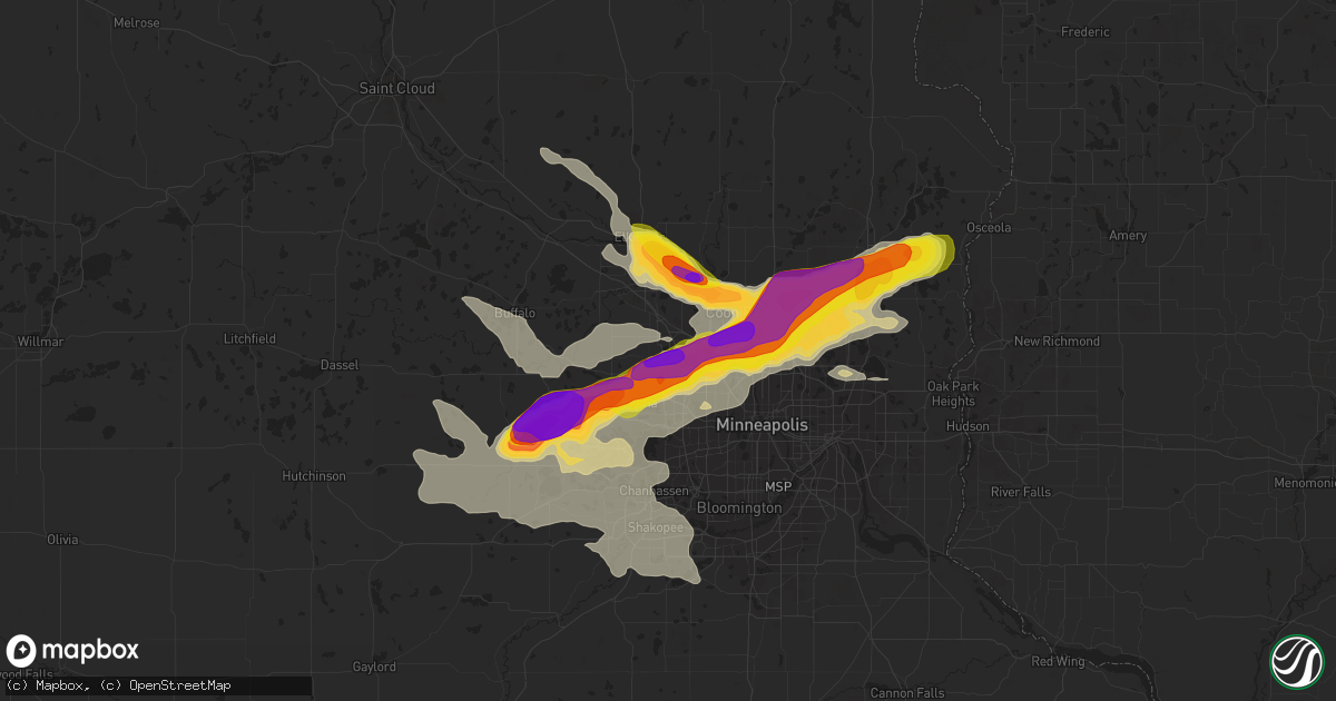 Hail map in Maple Grove, MN on August 5, 2019