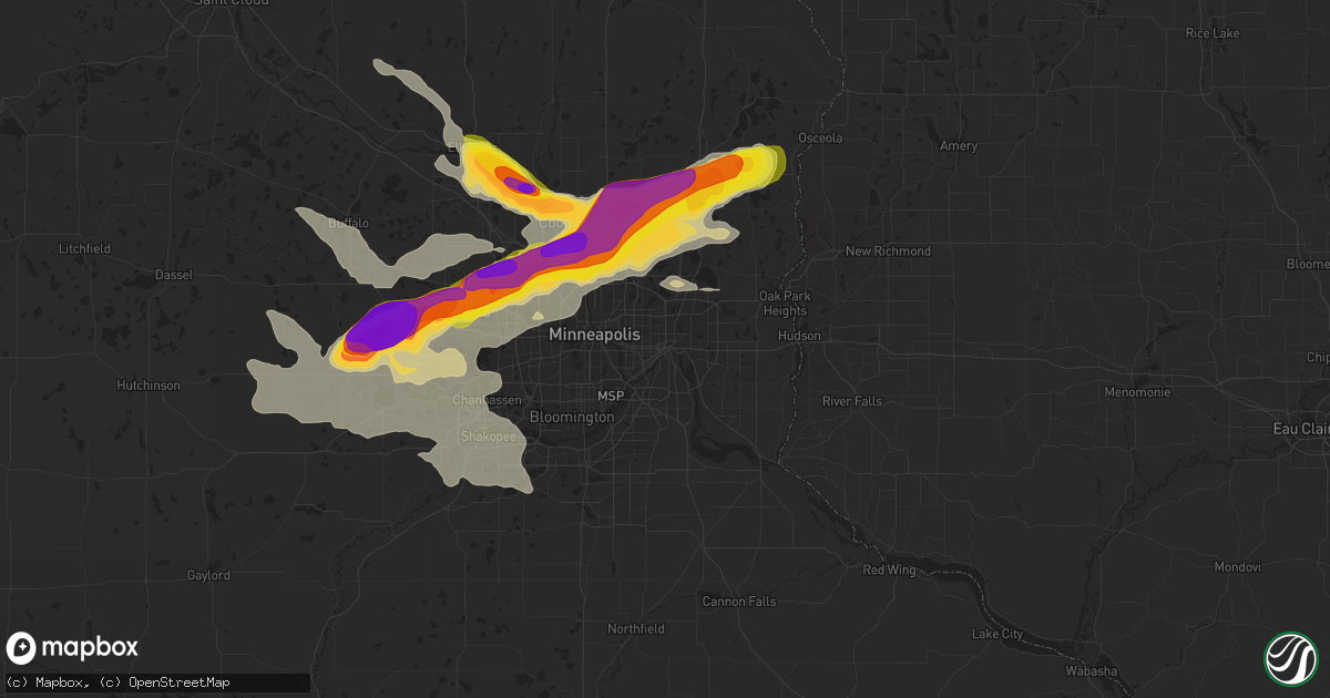 Hail map in Saint Paul, MN on August 5, 2019