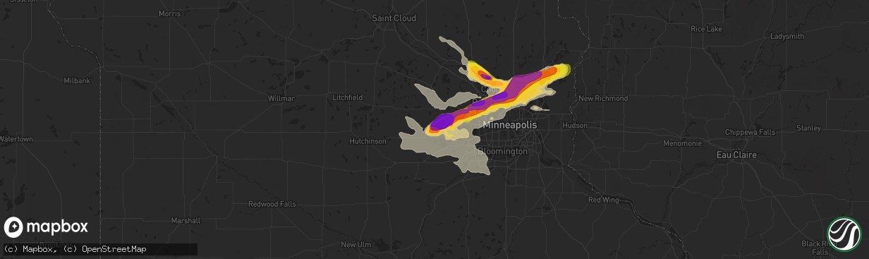 Hail map in Watertown, MN on August 5, 2019