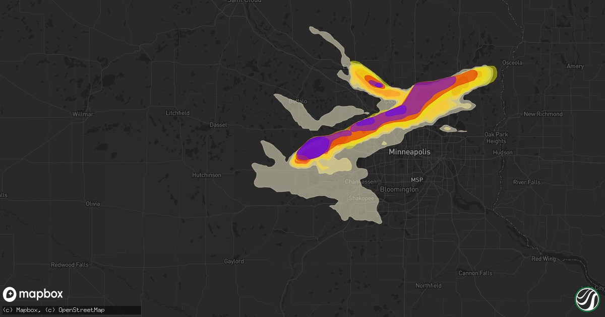 Hail map in Watertown, MN on August 5, 2019
