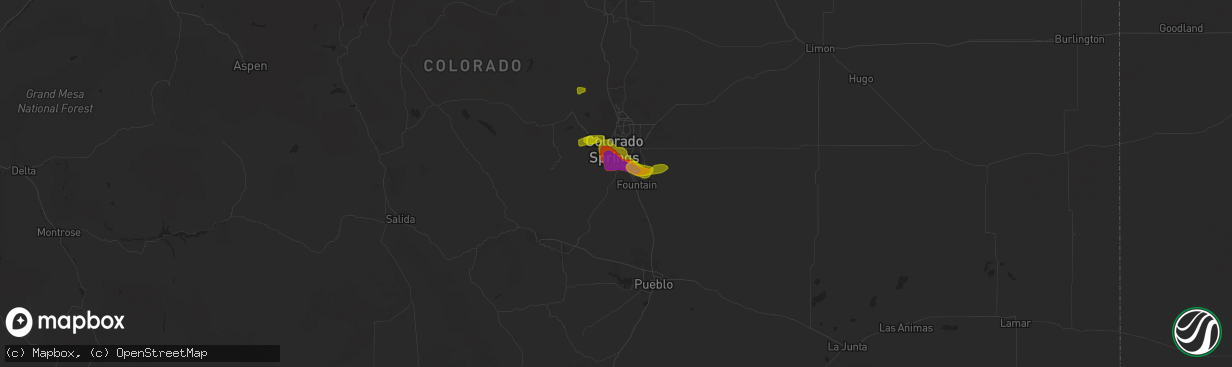 Hail map in Colorado Springs, CO on August 5, 2020