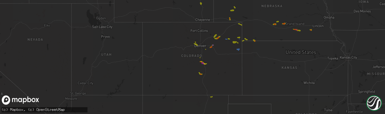 Hail map in Colorado on August 5, 2020