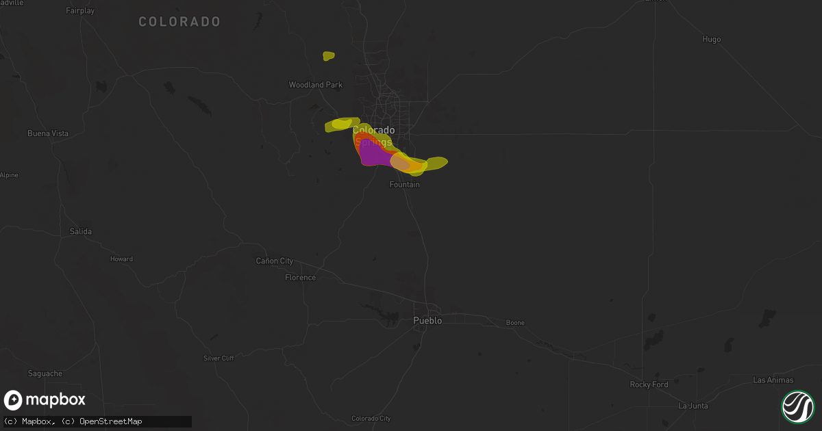 Hail map in Fountain, CO on August 5, 2020
