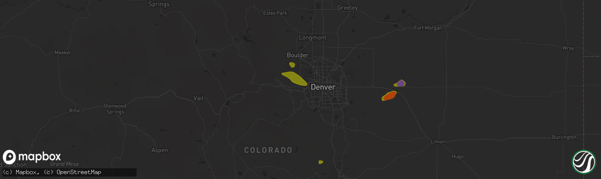 Hail map in Golden, CO on August 5, 2020