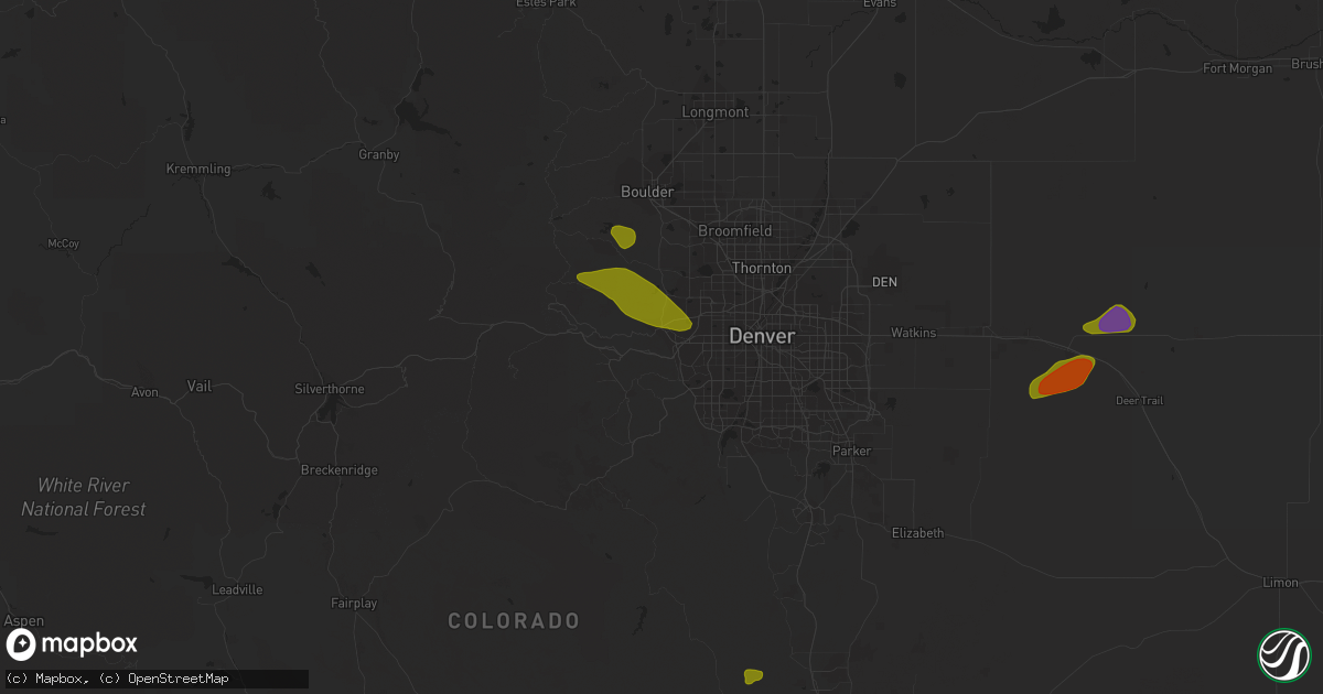Hail map in Golden, CO on August 5, 2020
