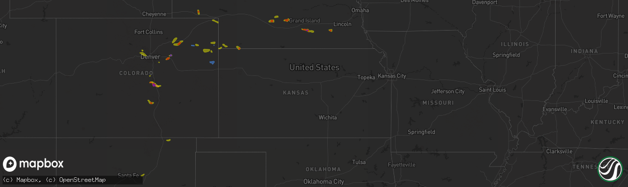 Hail map in Kansas on August 5, 2020