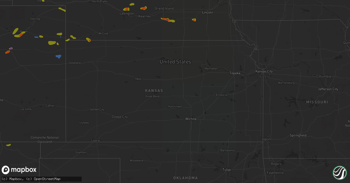 Hail map in Kansas on August 5, 2020