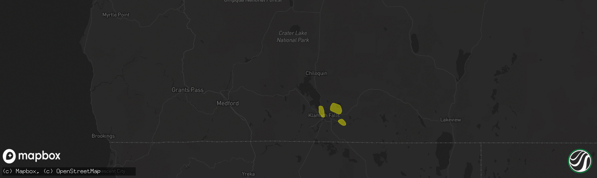 Hail map in Klamath Falls, OR on August 5, 2020