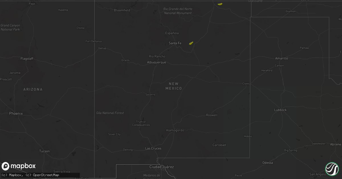 Hail map in New Mexico on August 5, 2020