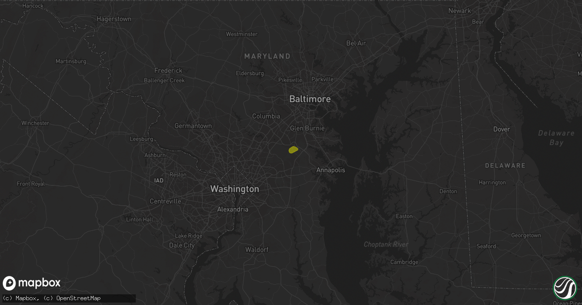 Hail map in Odenton, MD on August 5, 2020