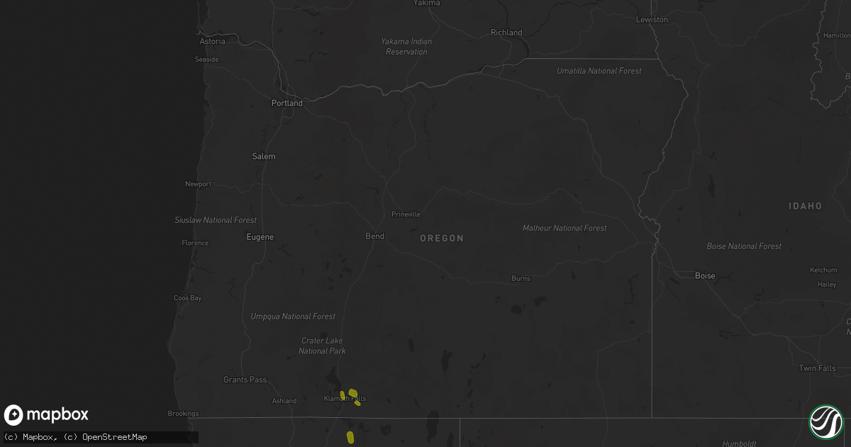 Hail map in Oregon on August 5, 2020