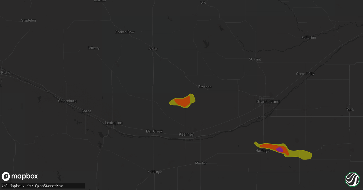 Hail map in Pleasanton, NE on August 5, 2020