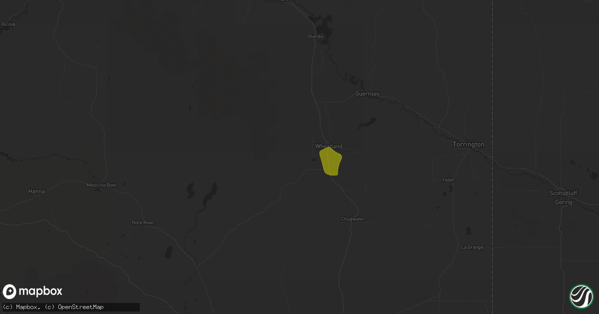 Hail map in Wheatland, WY on August 5, 2020