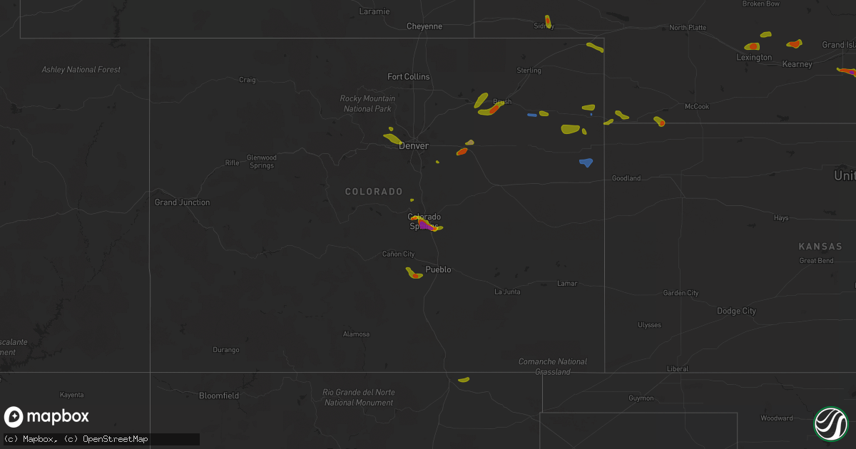 Hail map on August 5, 2020