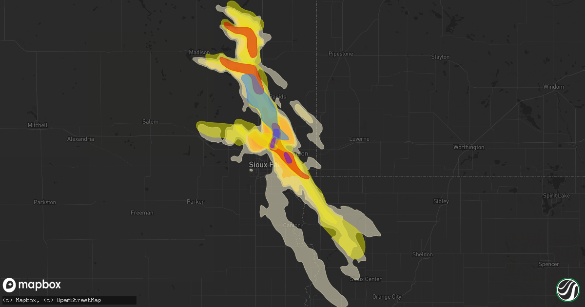 Hail map in Brandon, SD on August 5, 2021