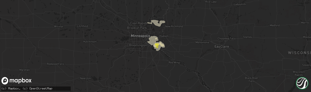 Hail map in Cottage Grove, MN on August 5, 2021