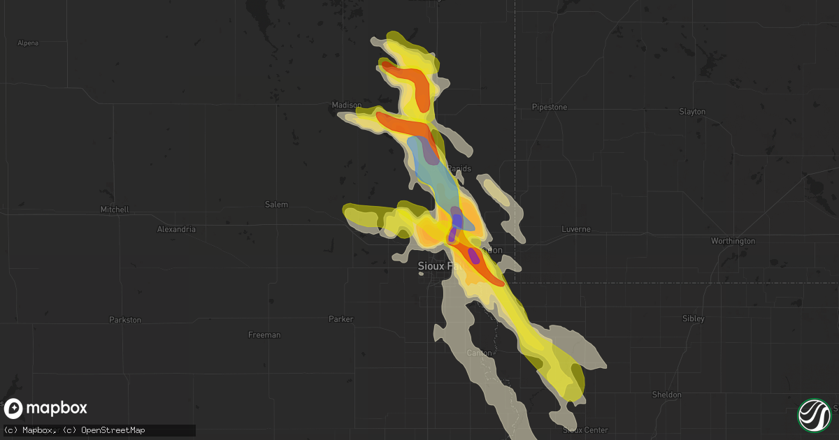 Hail map in Crooks, SD on August 5, 2021
