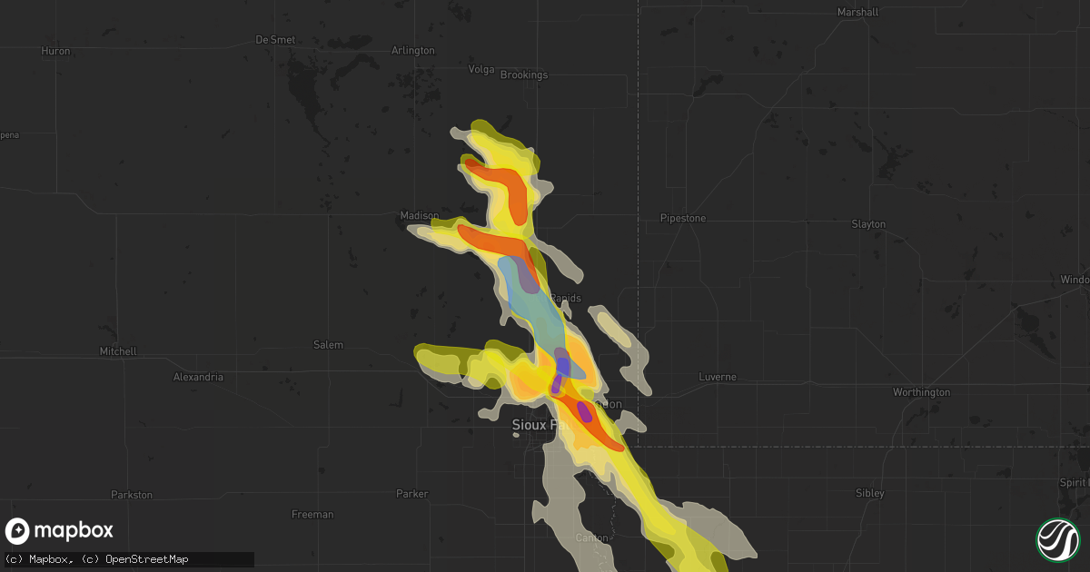 Hail map in Dell Rapids, SD on August 5, 2021