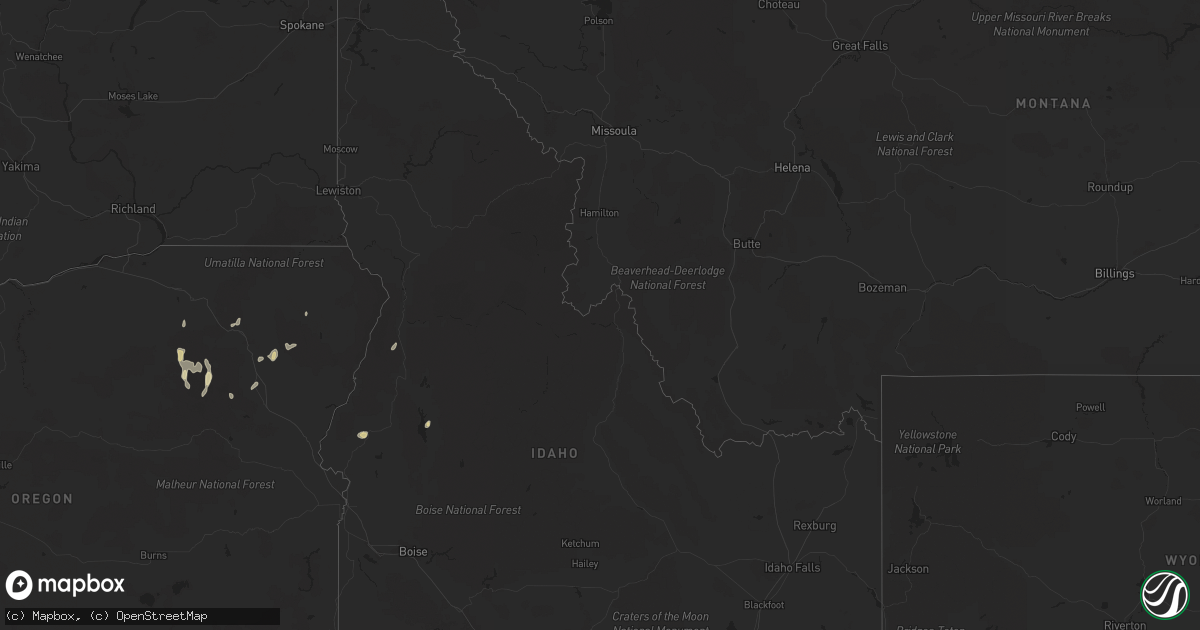 Hail map in Idaho on August 5, 2021