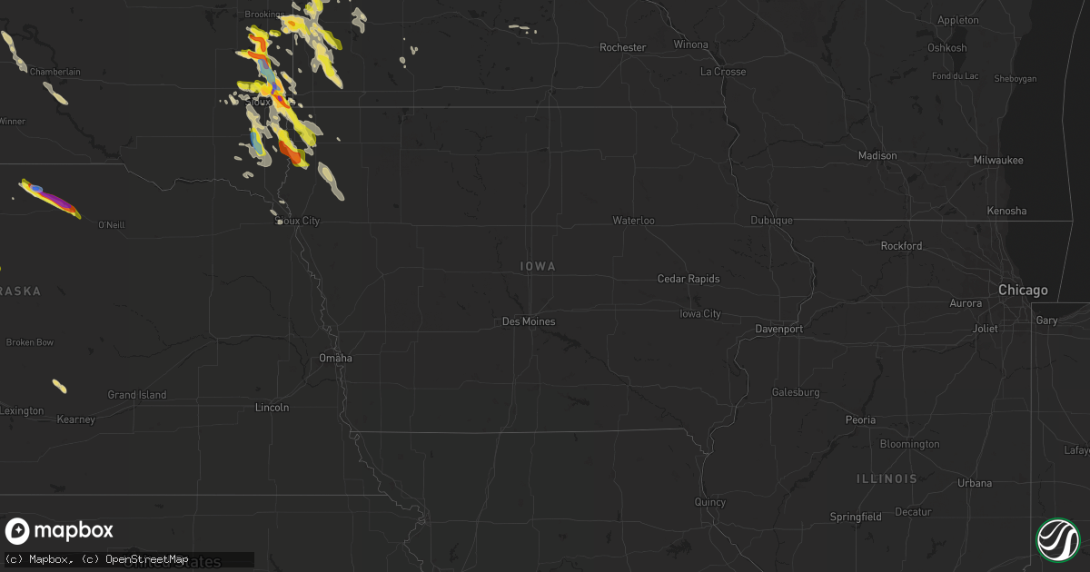 Hail map in Iowa on August 5, 2021
