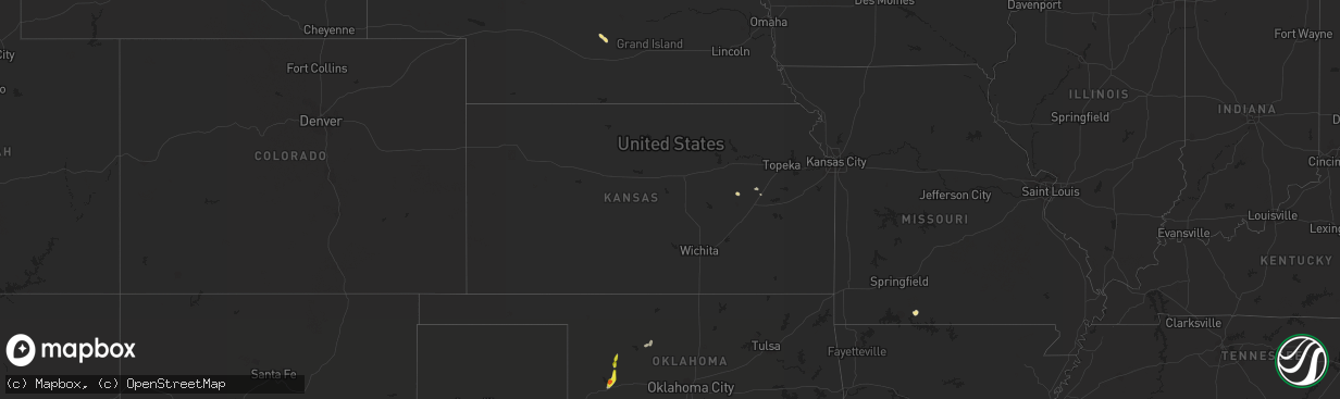 Hail map in Kansas on August 5, 2021
