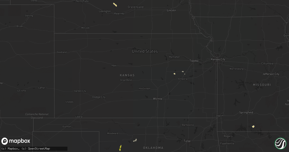 Hail map in Kansas on August 5, 2021