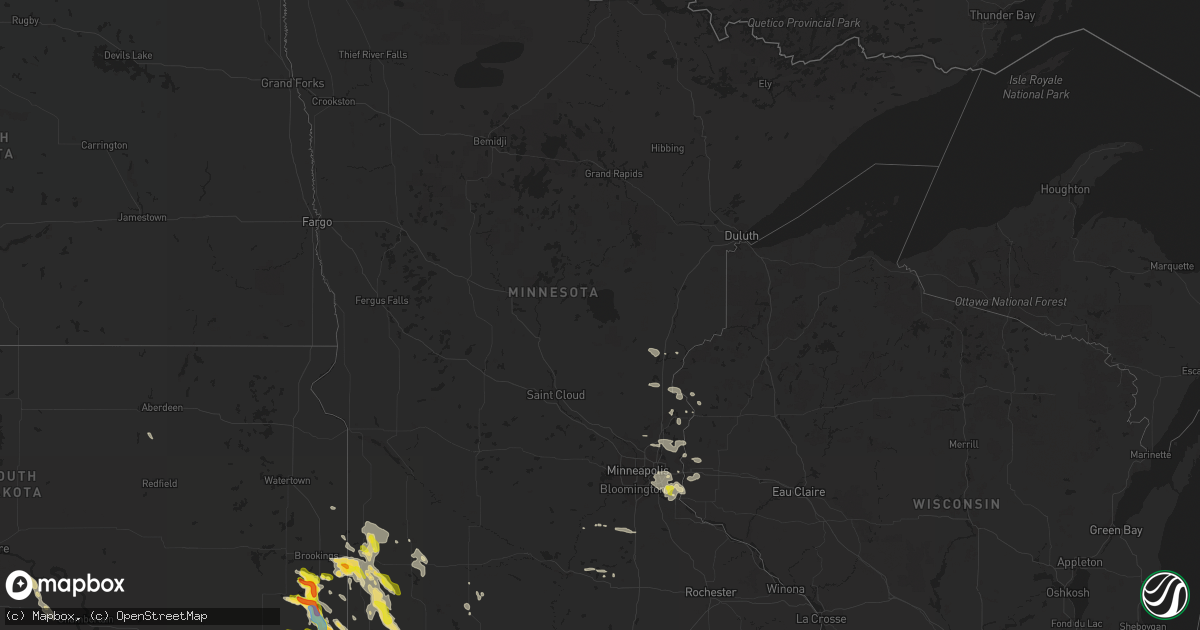 Hail map in Minnesota on August 5, 2021