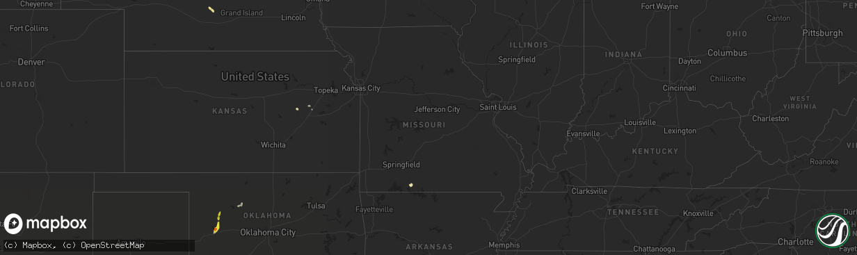 Hail map in Missouri on August 5, 2021