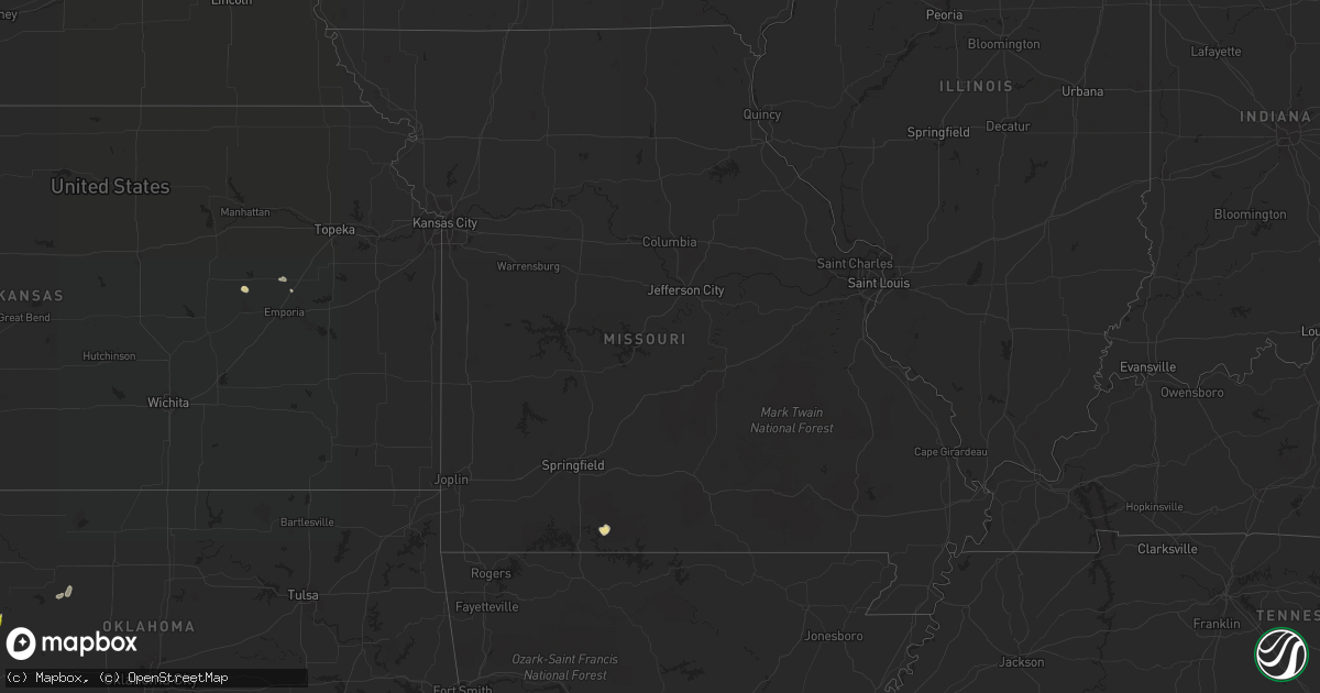 Hail map in Missouri on August 5, 2021