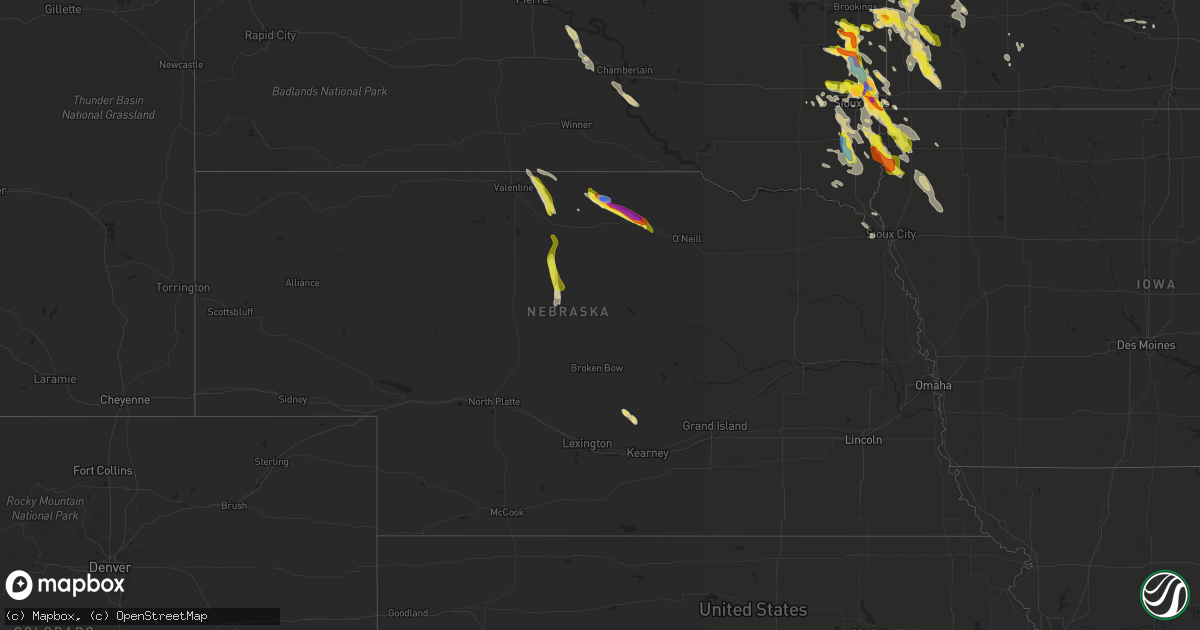 Hail map in Nebraska on August 5, 2021