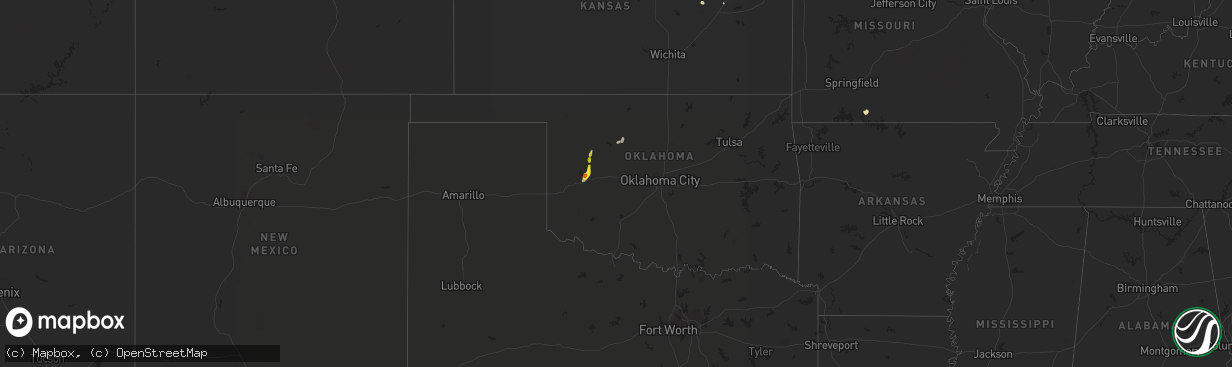Hail map in Oklahoma on August 5, 2021