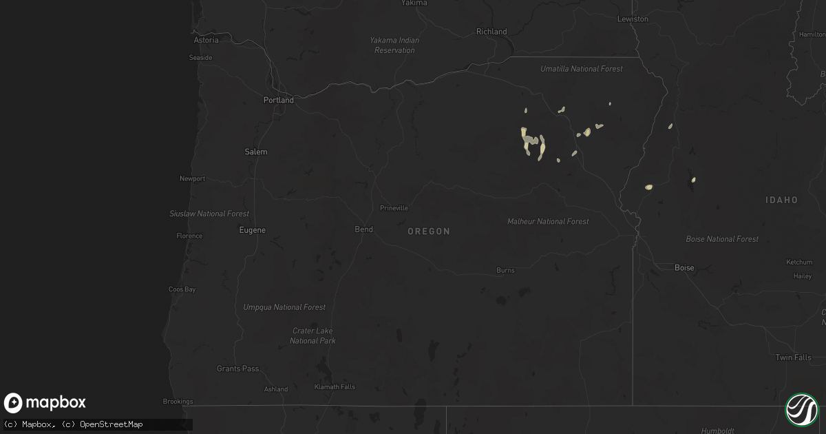 Hail map in Oregon on August 5, 2021
