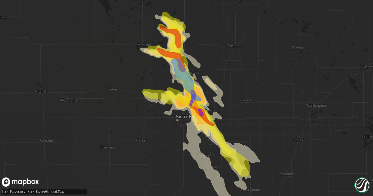 Hail map in Renner, SD on August 5, 2021