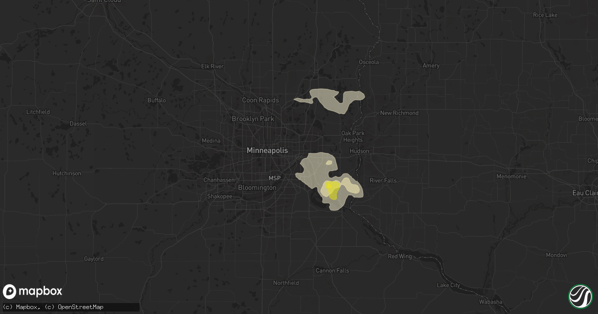Hail map in Saint Paul, MN on August 5, 2021