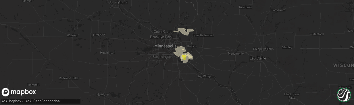 Hail map in South Saint Paul, MN on August 5, 2021