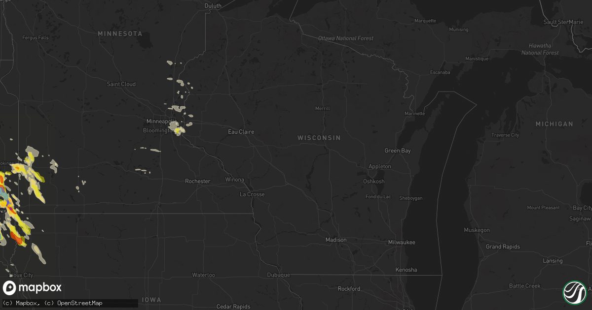 Hail map in Wisconsin on August 5, 2021